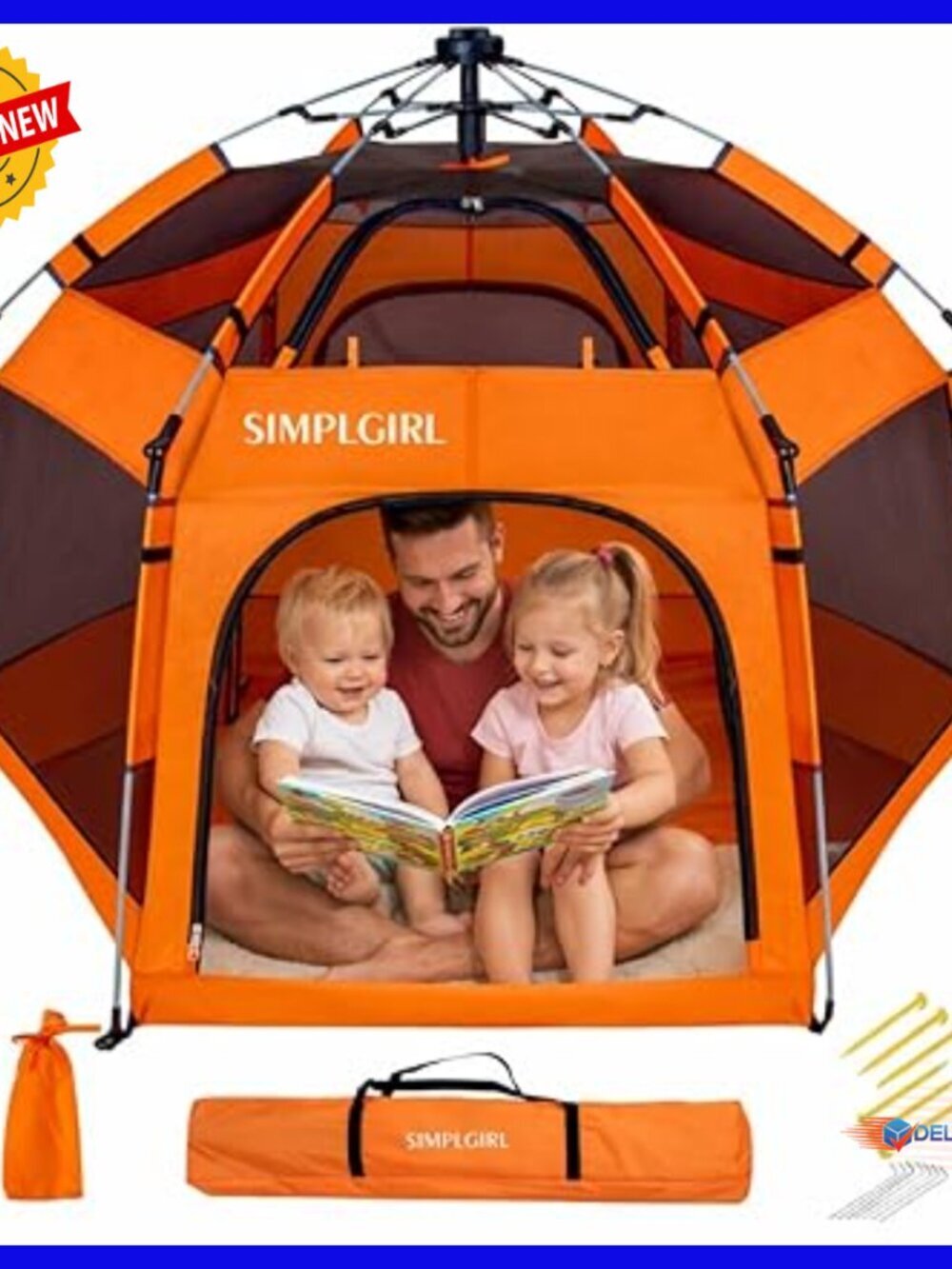 Portable Pop-Up Playpen with UV Canopy, Travel Bag, Large Toddler Play Yard